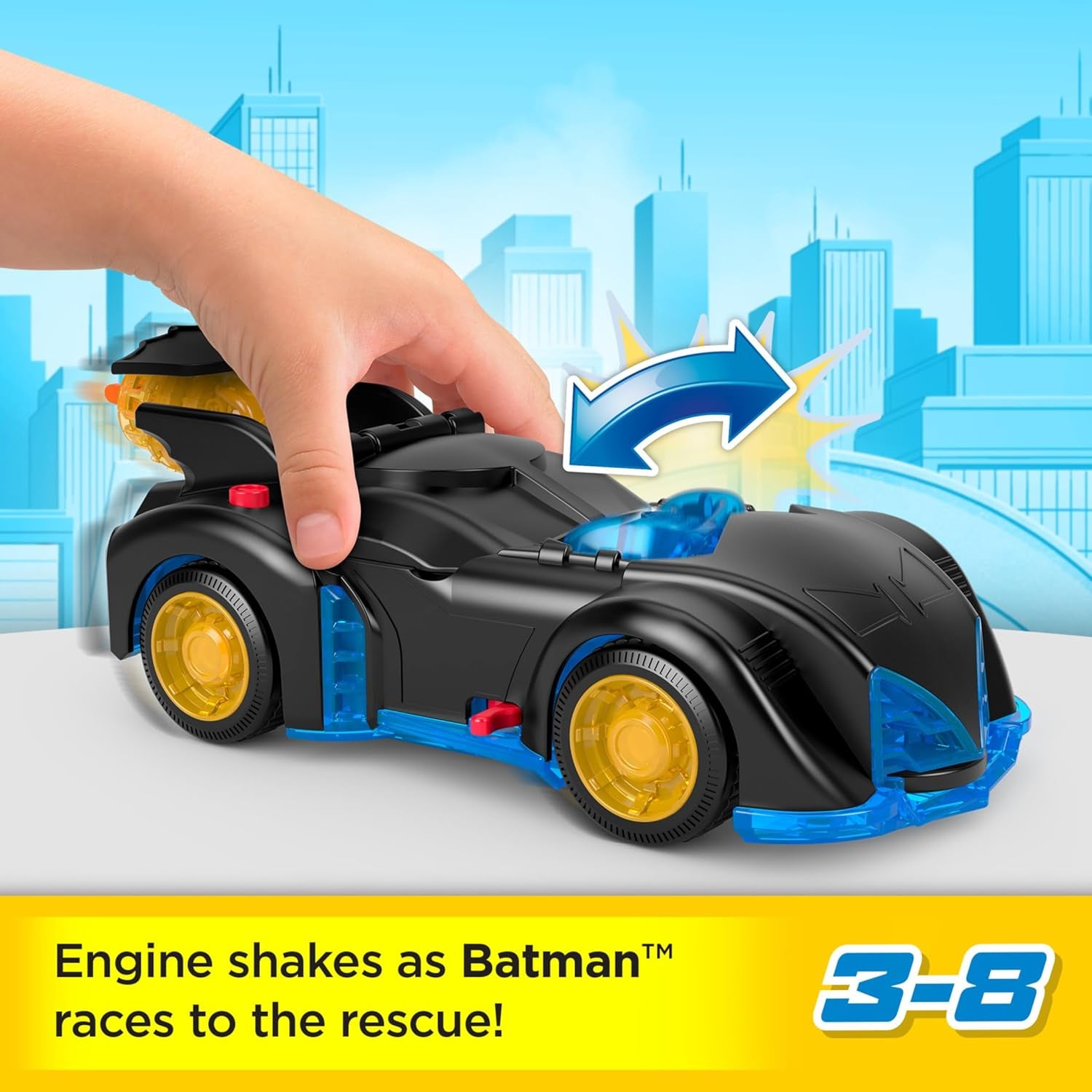 Fisher Price Imaginext DC Super Friends Shake & Spin Batmobile And Batman Figure Set, 4 Pieces