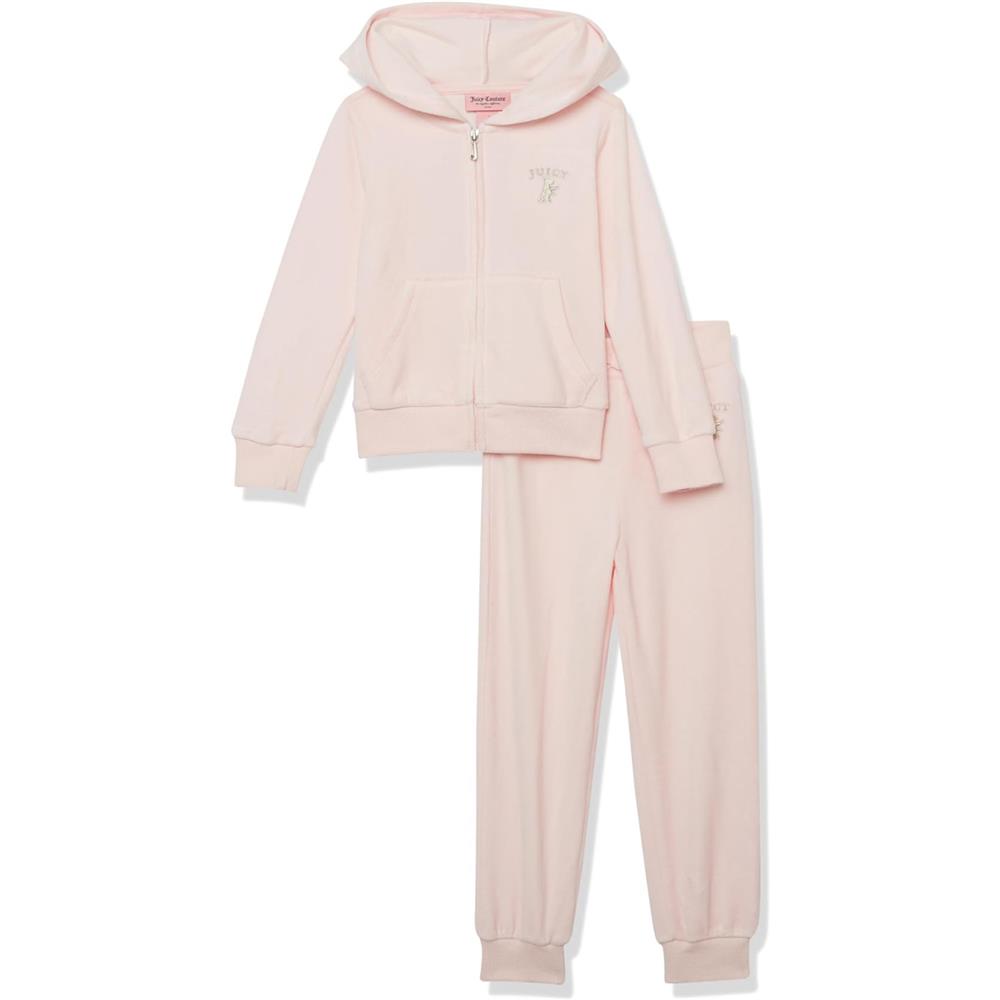 Juicy Couture Girls 2T-4T Velour Zip Front Jogger Set