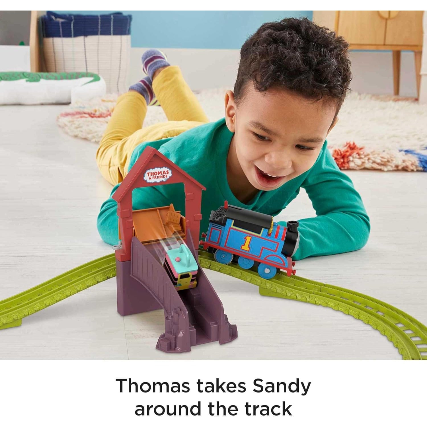 Fisher Price Thomas And Friends Train Set With Carly The Crane Sandy And Motorized Thomas, Fix ‘Em Up Friends