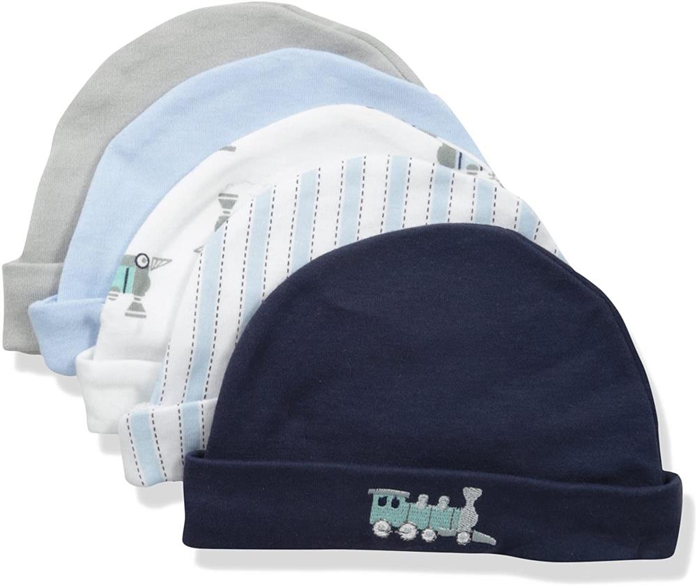 Luvable Friends Boys 0-6 Months Train Cap - 5 Pack