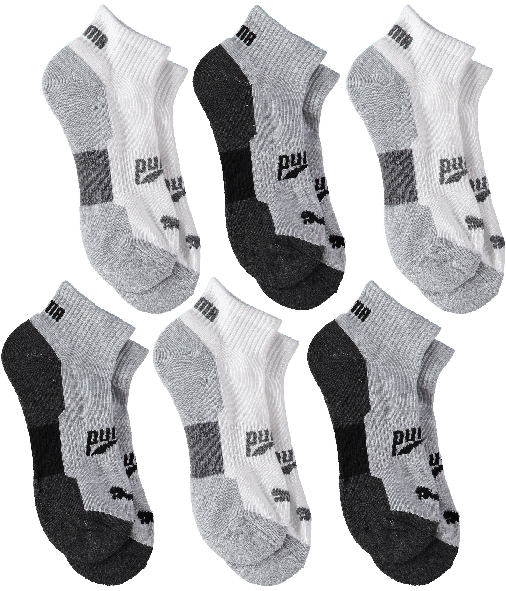 PUMA Boys 4-7 6-Pack Quarter Sock