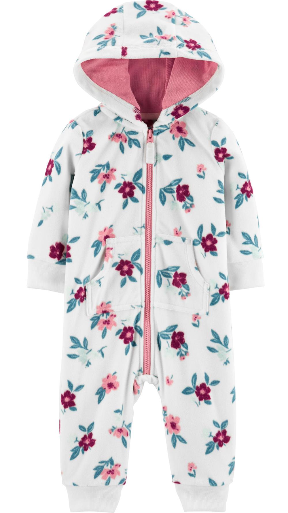 Carters Girls 0-24 Months Floral Hood Jumpsuit