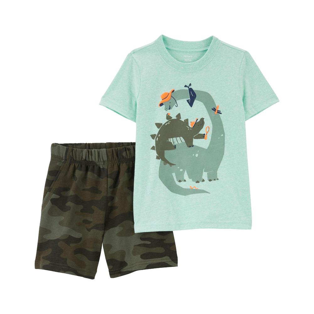 Carters Boys 2T-5T 2-Piece Dinosaur Snow Yarn Tee & Short Set