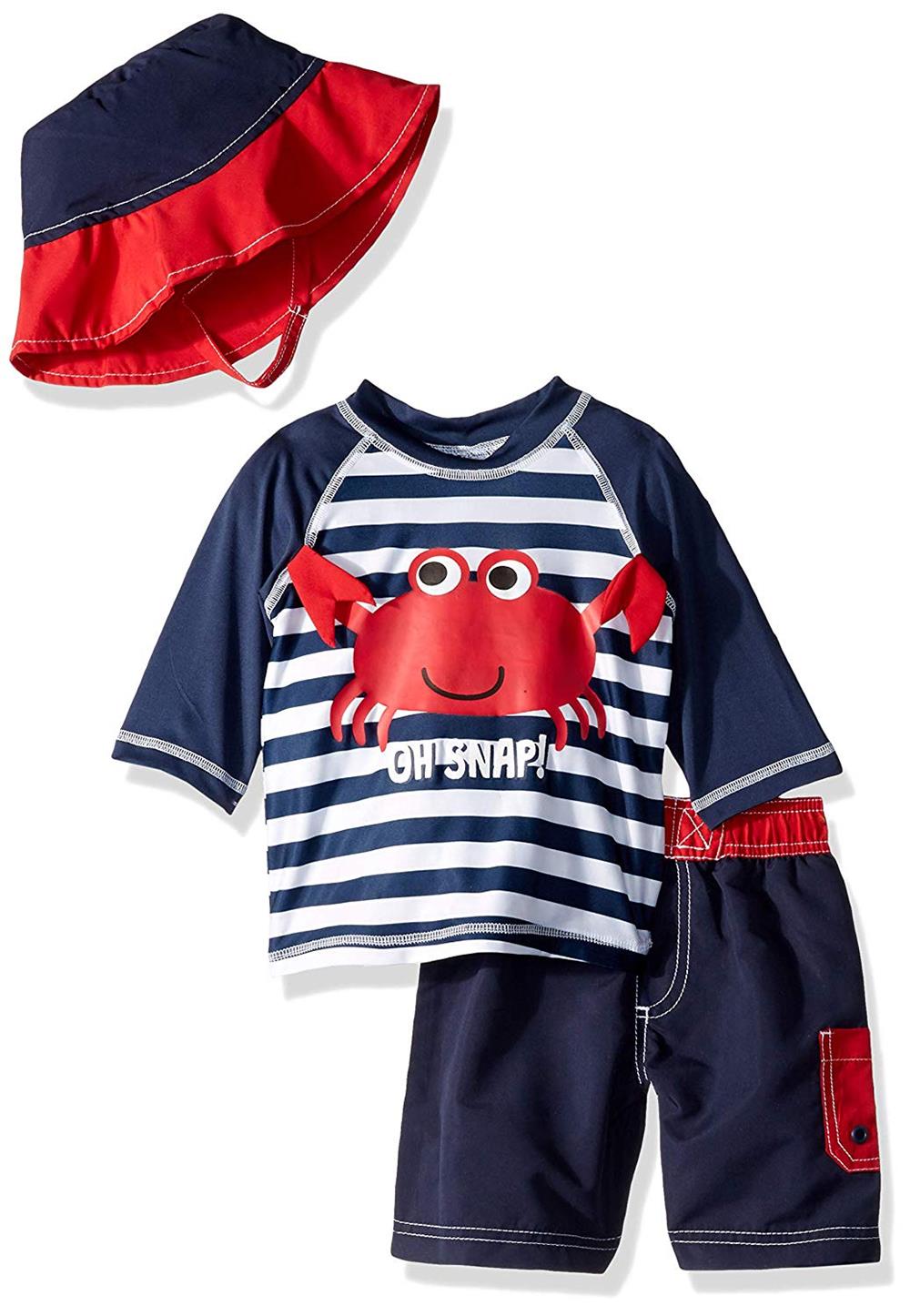 Wippette Boys 2T-4T Crab Rash Guard Swim Set