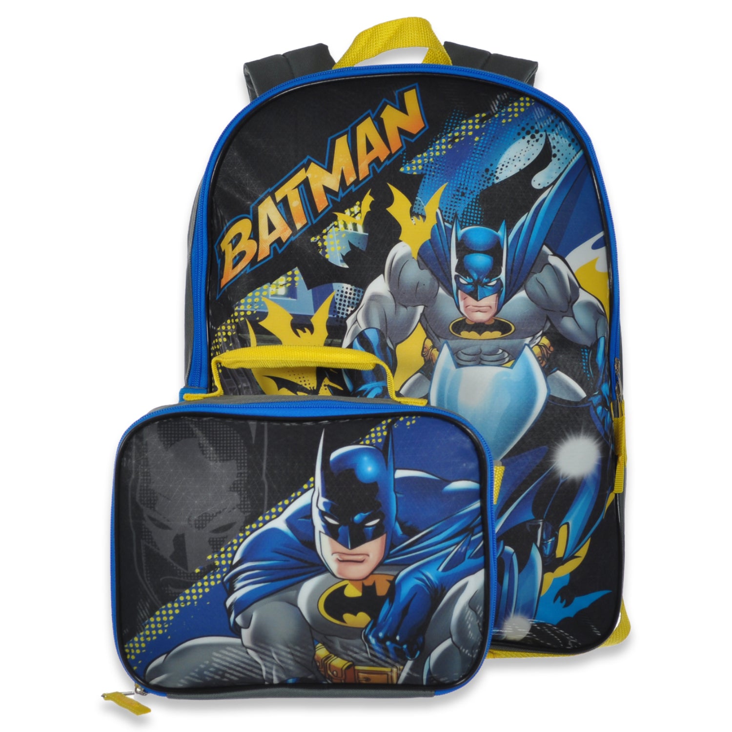 Bioworld DC Comics Batman 16'' Backpack with Detachable Insulated Lunch Box