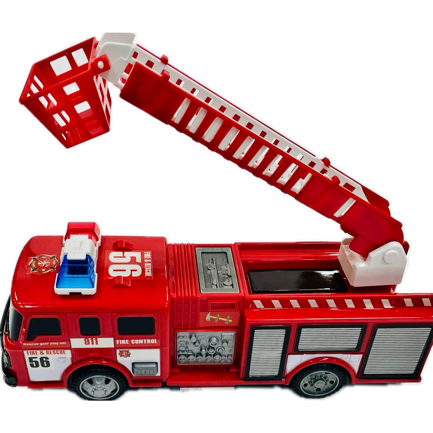 Mega Machines Fire Rescue Truck Engine 56 with Sirens & Flashing Lights - Battery Operated Bump & Go