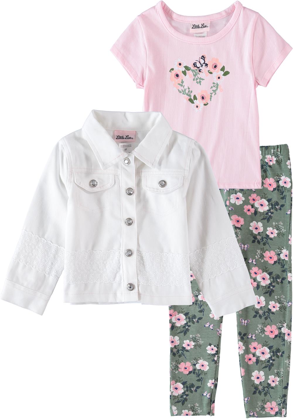 Little Lass Girls 2T-4T 3 Piece Jacket Set