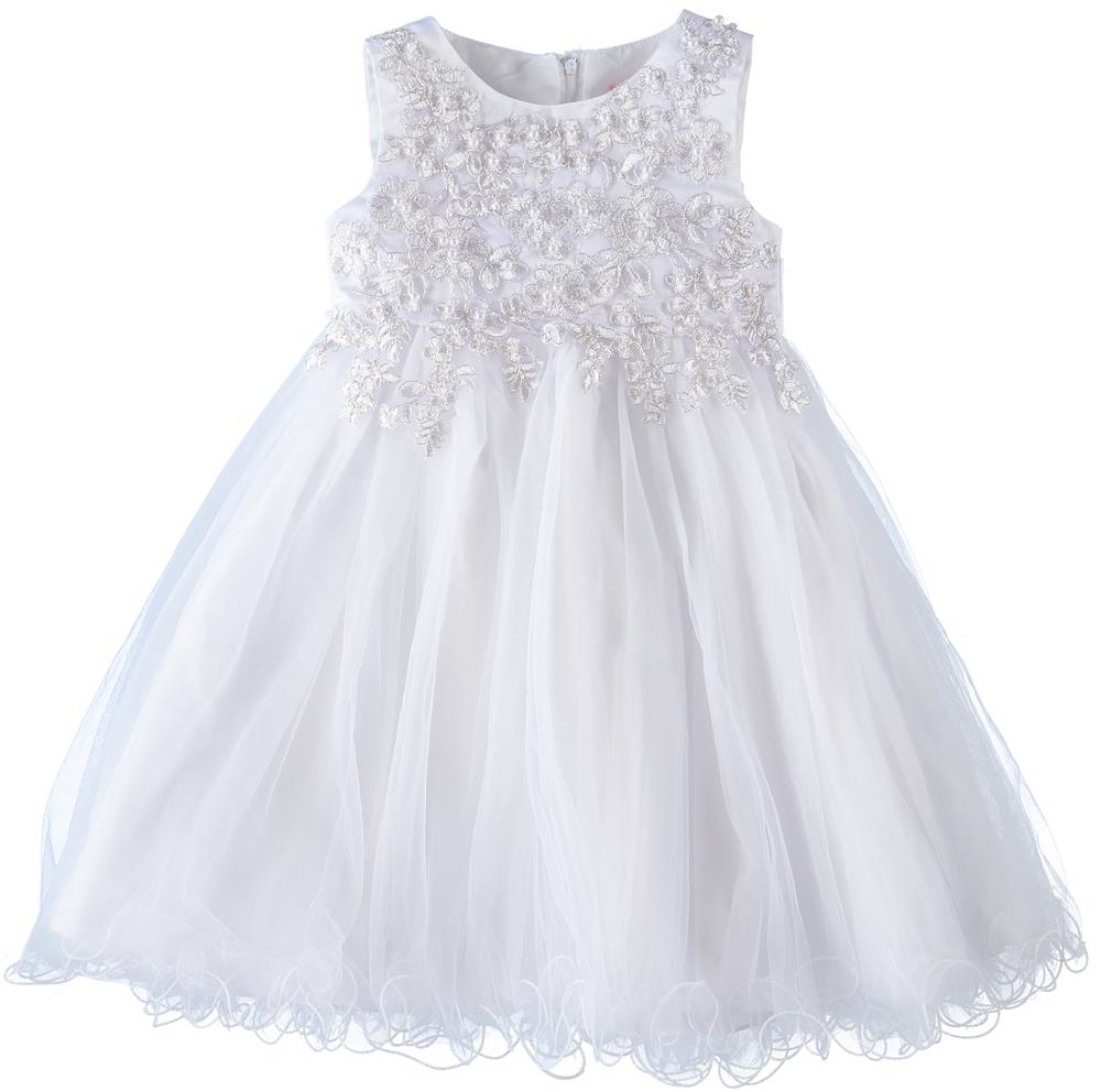 Cyndeelee Girls 4-16 Sleeveless Embroidered Floral Tulle Party Dress Wedding Flower Girl Dress