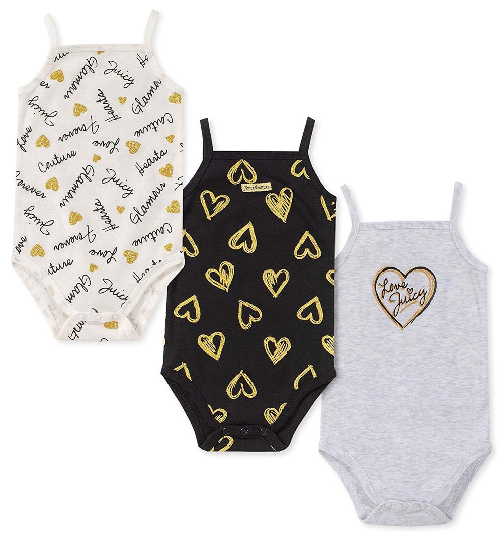 Juicy Couture Girls 0-9 Months 3 Pack Sleeveless Bodysuit