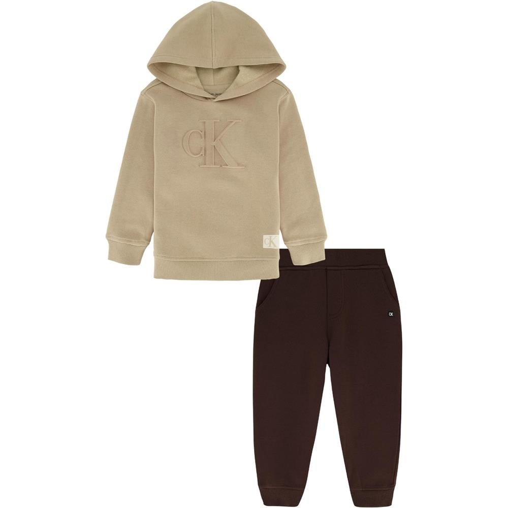 Calvin Klein Boys 8-20 2 Piece Embossed Hoodie Jogger Set