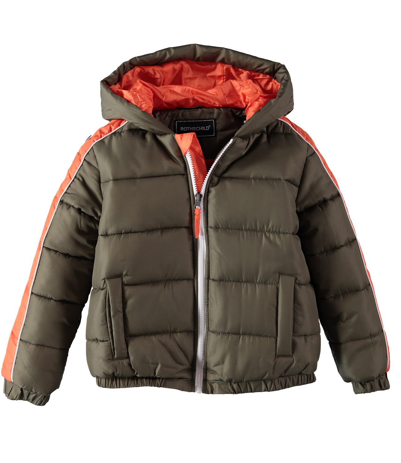 Rothschild Boys 8-20 Panel Puffer Jacket with Matching Hat