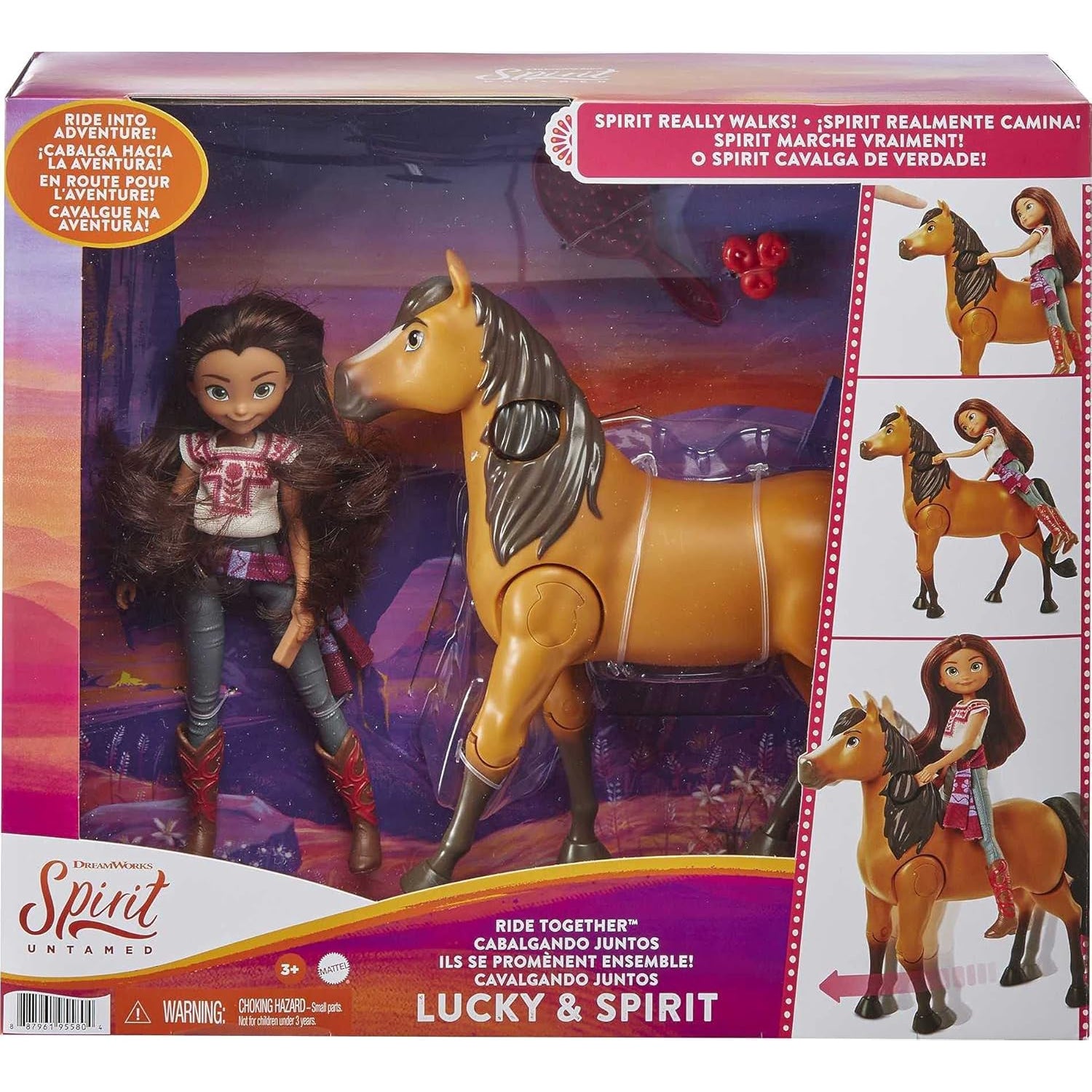 Mattel Spirit Untamed Lucky Doll & Spirit Horse Figure, Ride Together Playset & 2 Accessories