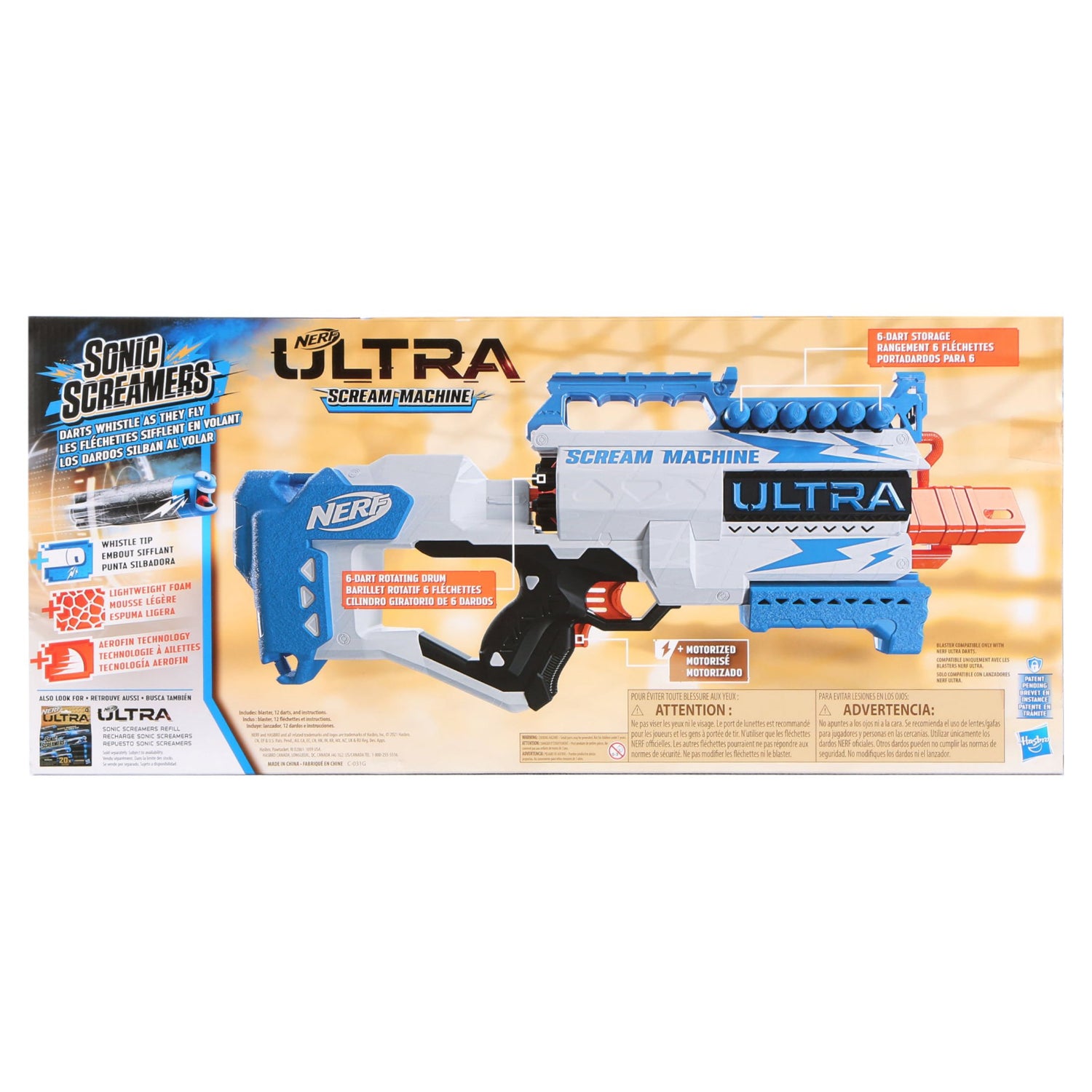 Nerf Ultra Scream Machine Motorized Blaster, 12 Nerf Darts