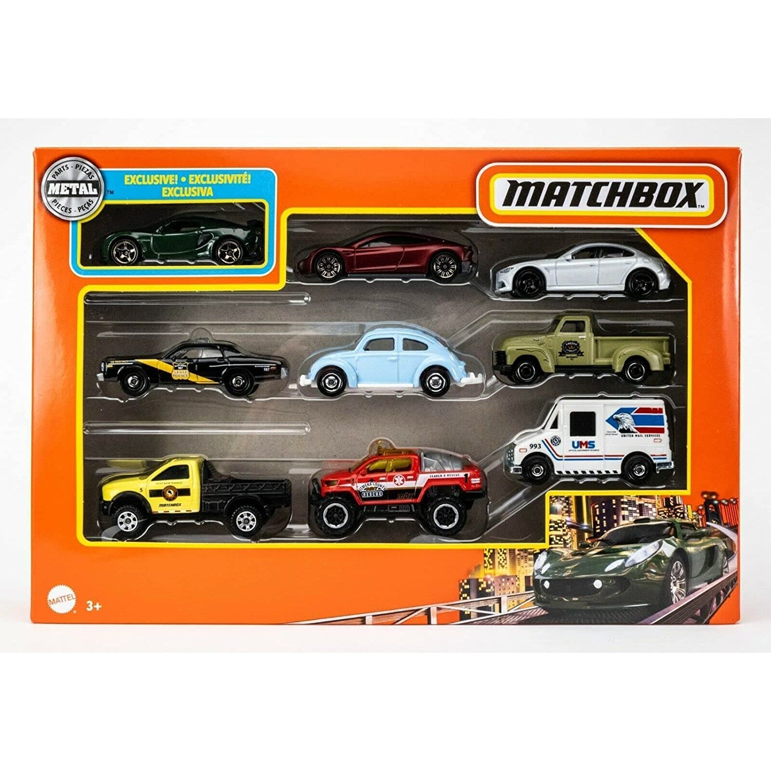 Mattel Matchbox Cars, 9-Pack Die-Cast 1:64 Scale Toy Cars, (Styles May Vary)