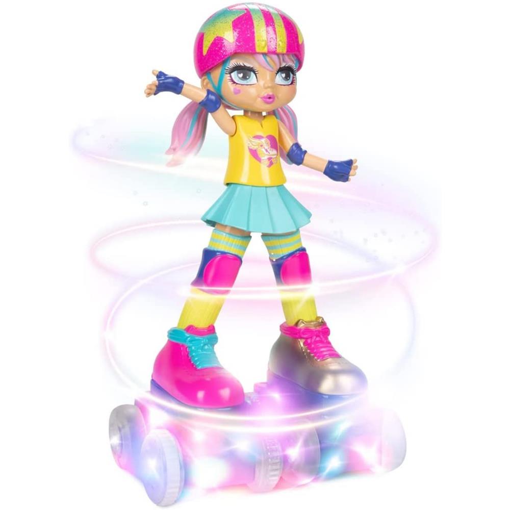 Rock N Rollerskate Doll Rainbow Riley Light Up Remote Control Rollerskating Doll