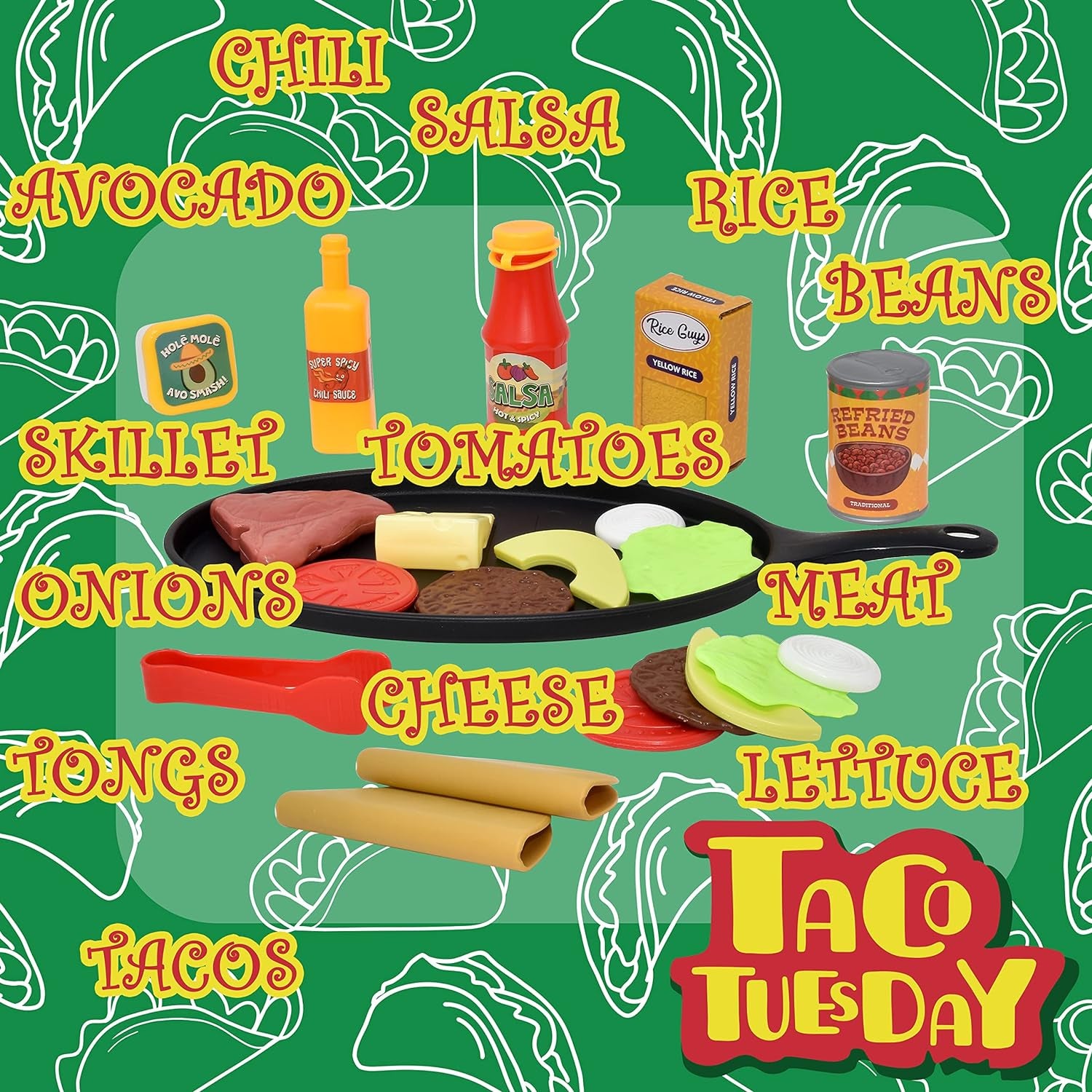 Lollipop Gourmet Play Taco Tuesday Pretend Play Food with Skillet Playset