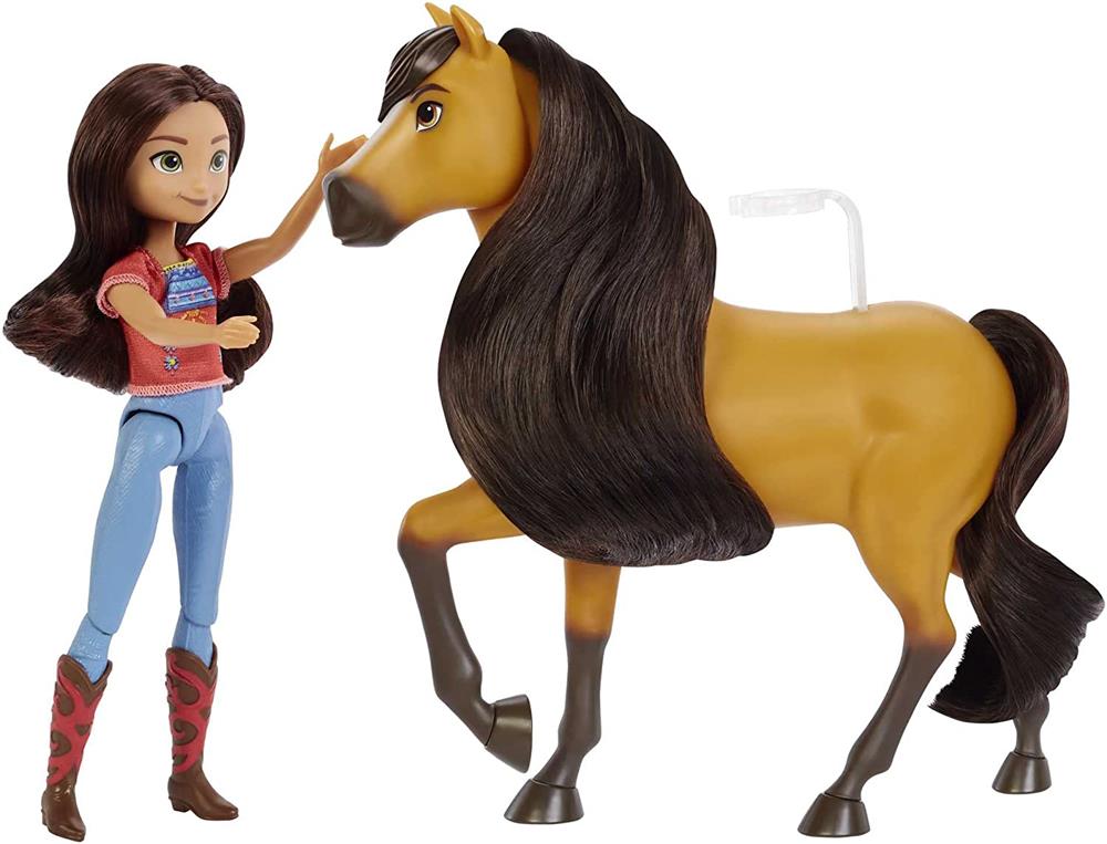 Mattel Spirit Lucky Doll (7 in) with 7 Movable Joints, Fashion Top, Treats, Brush & Spirit Horse (8