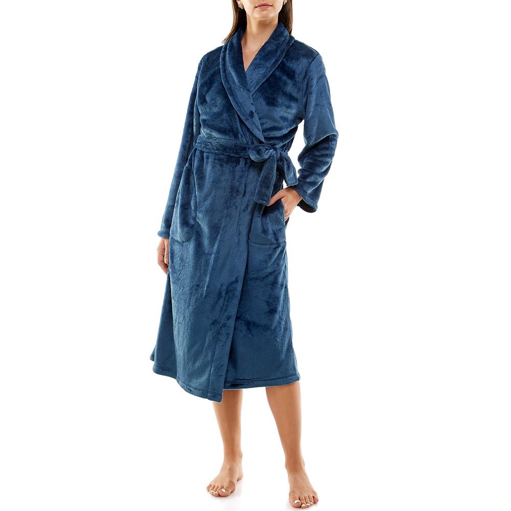 Jaclyn Intimates Womens Long Sleeve Ankle Length Shawl Collar Belted Robe