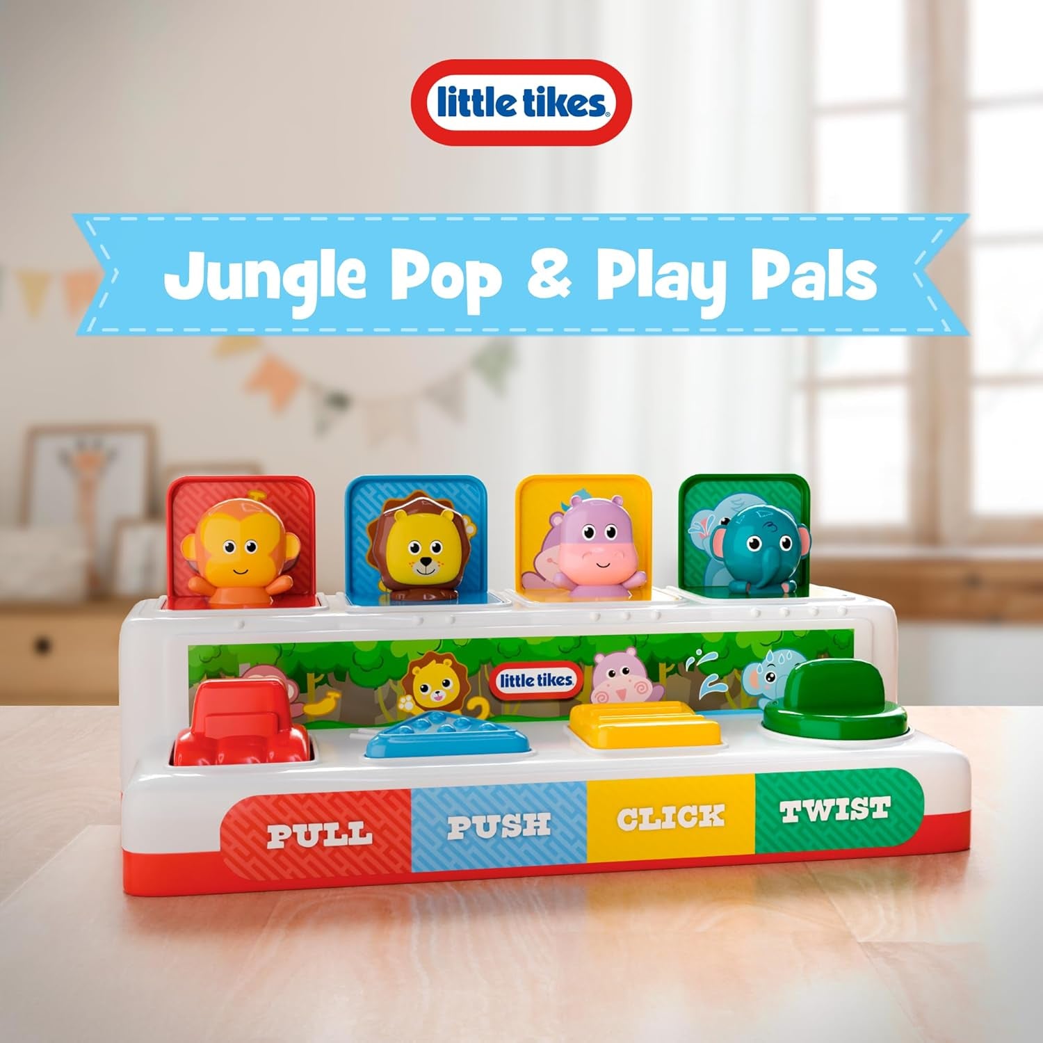 Little Tikes Pop and Play Pals - Pop-Up Action Toy for Toddlers - Pull, Push, Click, Twist - Develop Motor Skills and Exploration Learning Toy