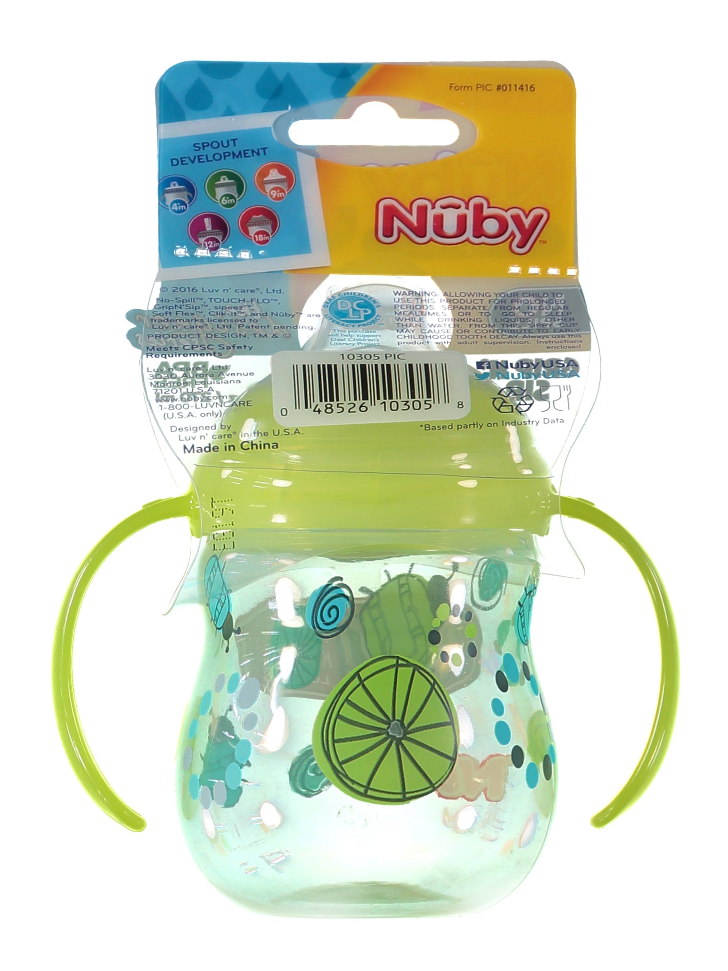 Nuby Designer Series No-Spill Clik-It Grip n' Sip Soft Flex Spout Cup, 9 Ounce