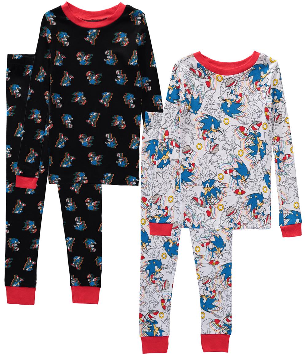 Sonic Boys 4-10 4-Piece Long Sleeve Pajama Set (2 Complete Sets)