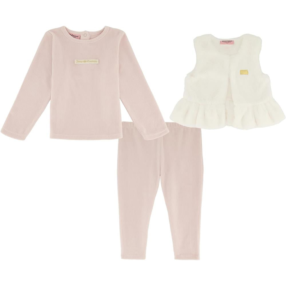 Juicy Couture Girls 0-9 Months 3-Piece Vest, Shirt and Pant Set