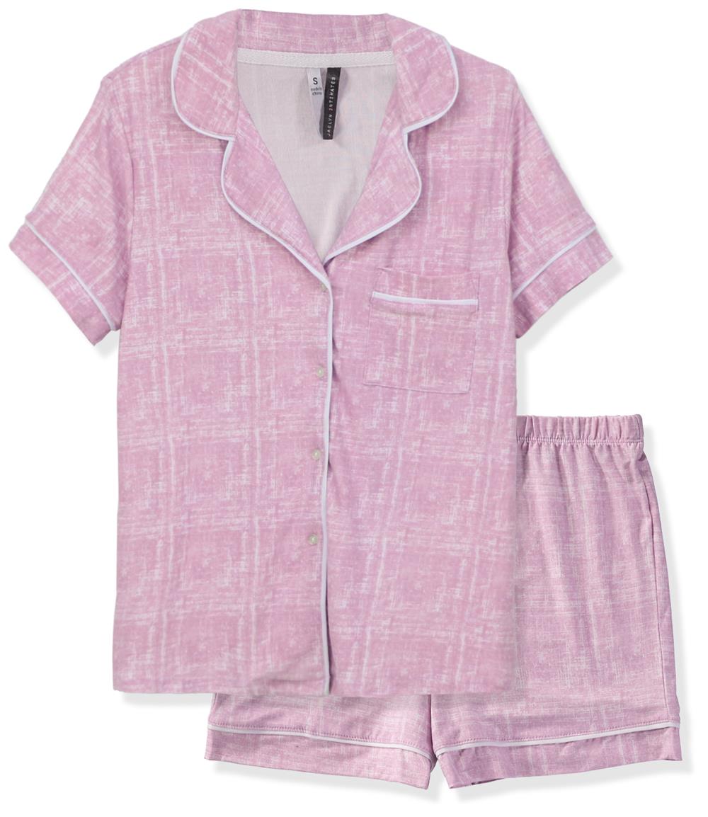 Jaclyn Intimates Short Sleeve Notch Collar Pajama Set