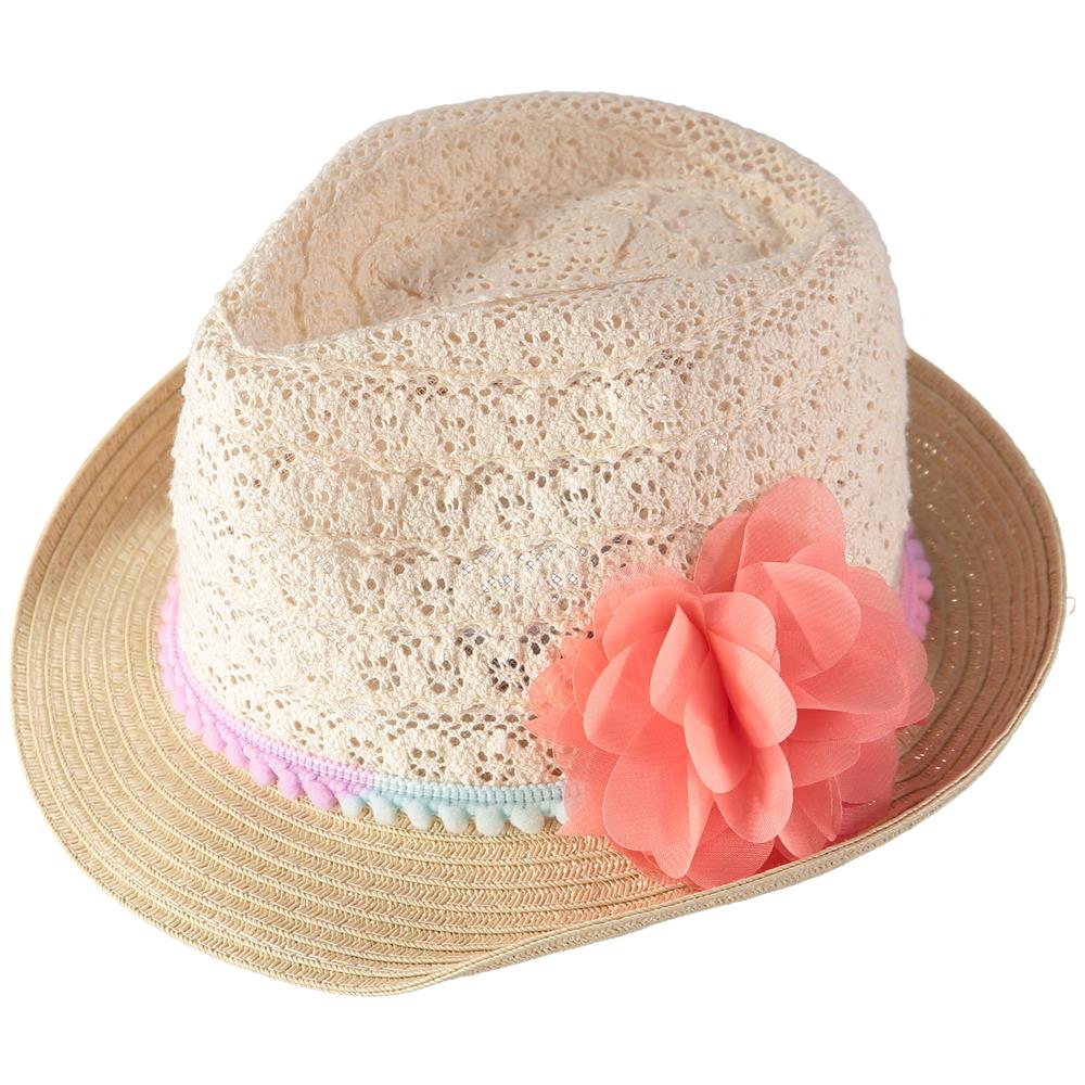 Addie & Tate Crochet Flower Pom Fedora