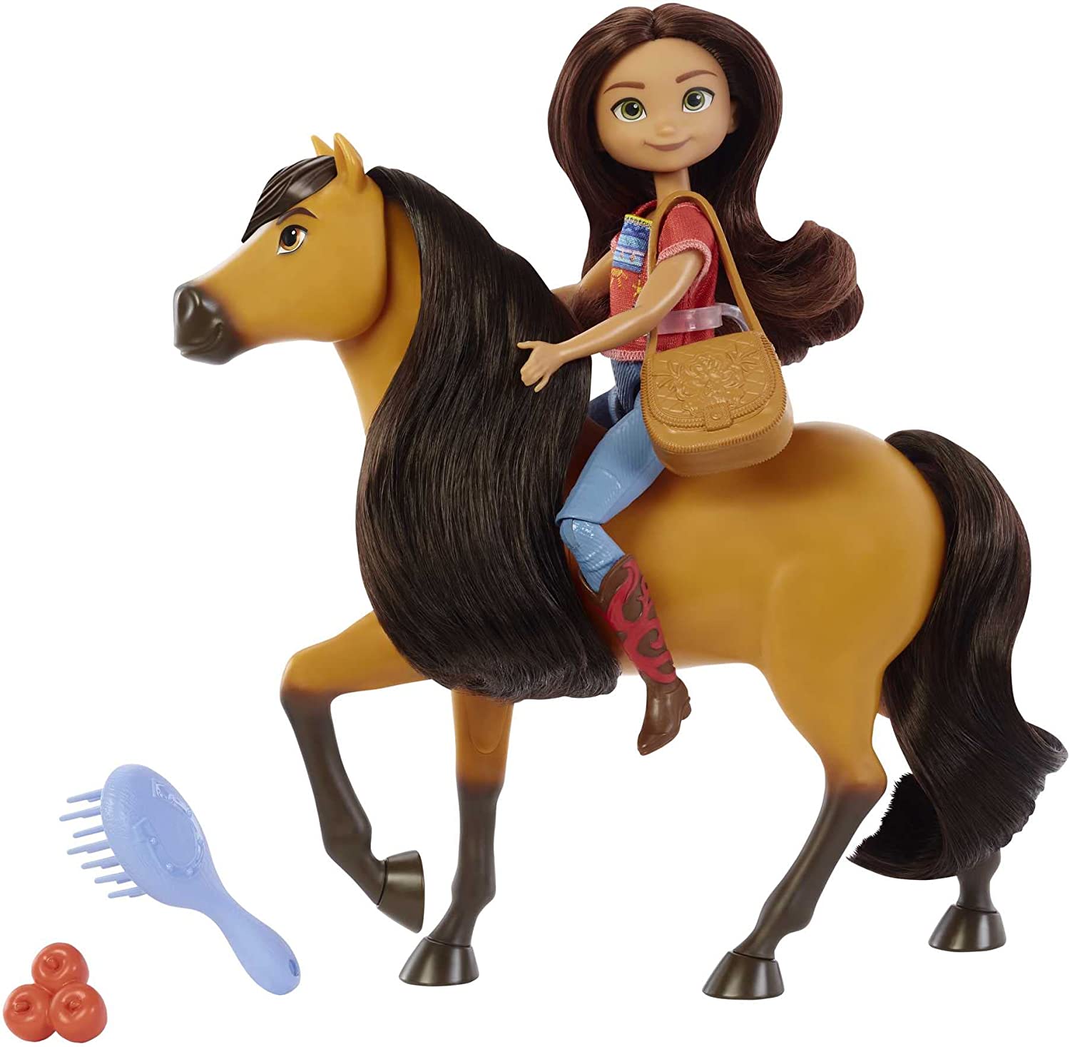 Mattel Spirit Lucky Doll (7 in) with 7 Movable Joints, Fashion Top, Treats, Brush & Spirit Horse (8