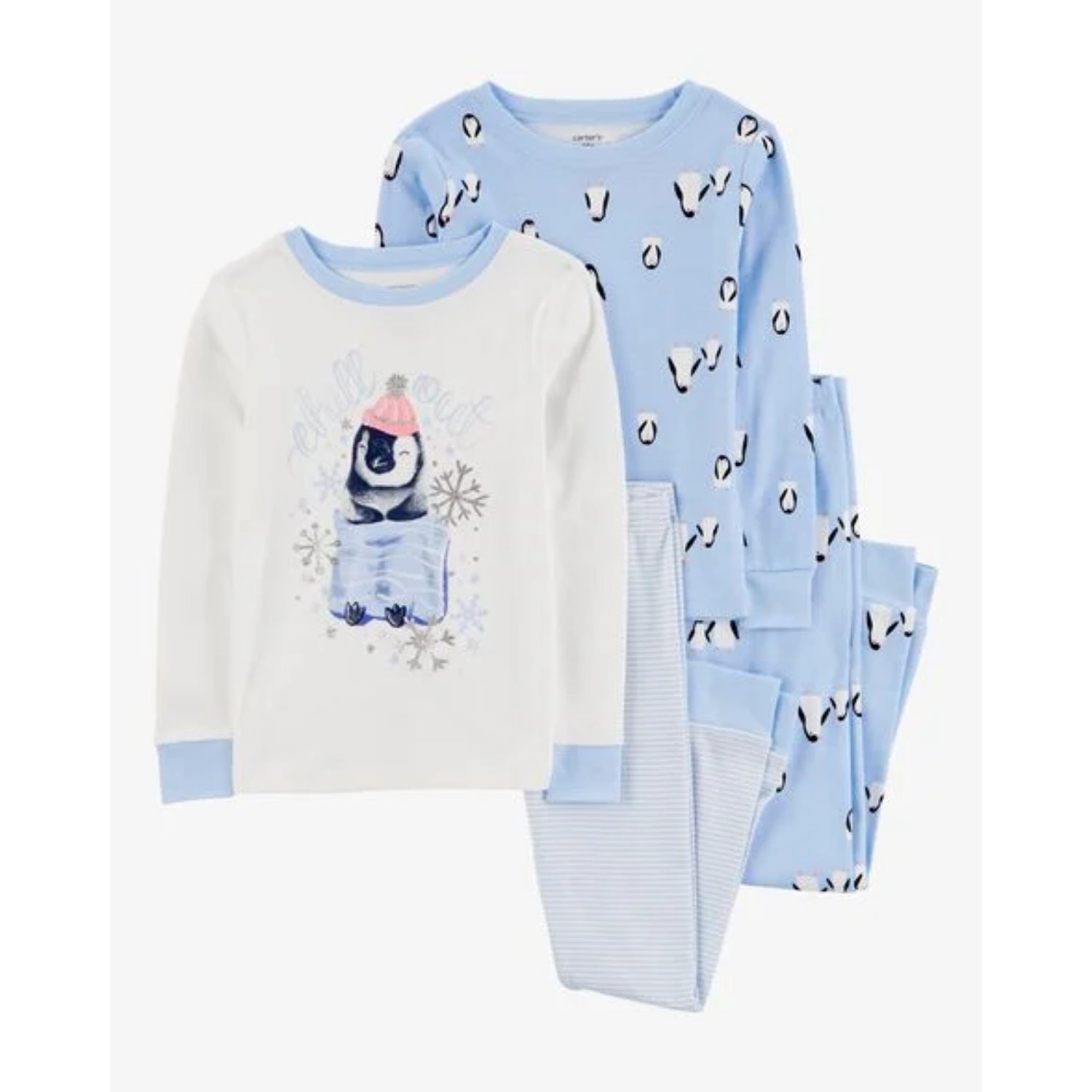 Carters Girls 4-Piece Snug Fit Cotton Pajamas - Snowy Penguin