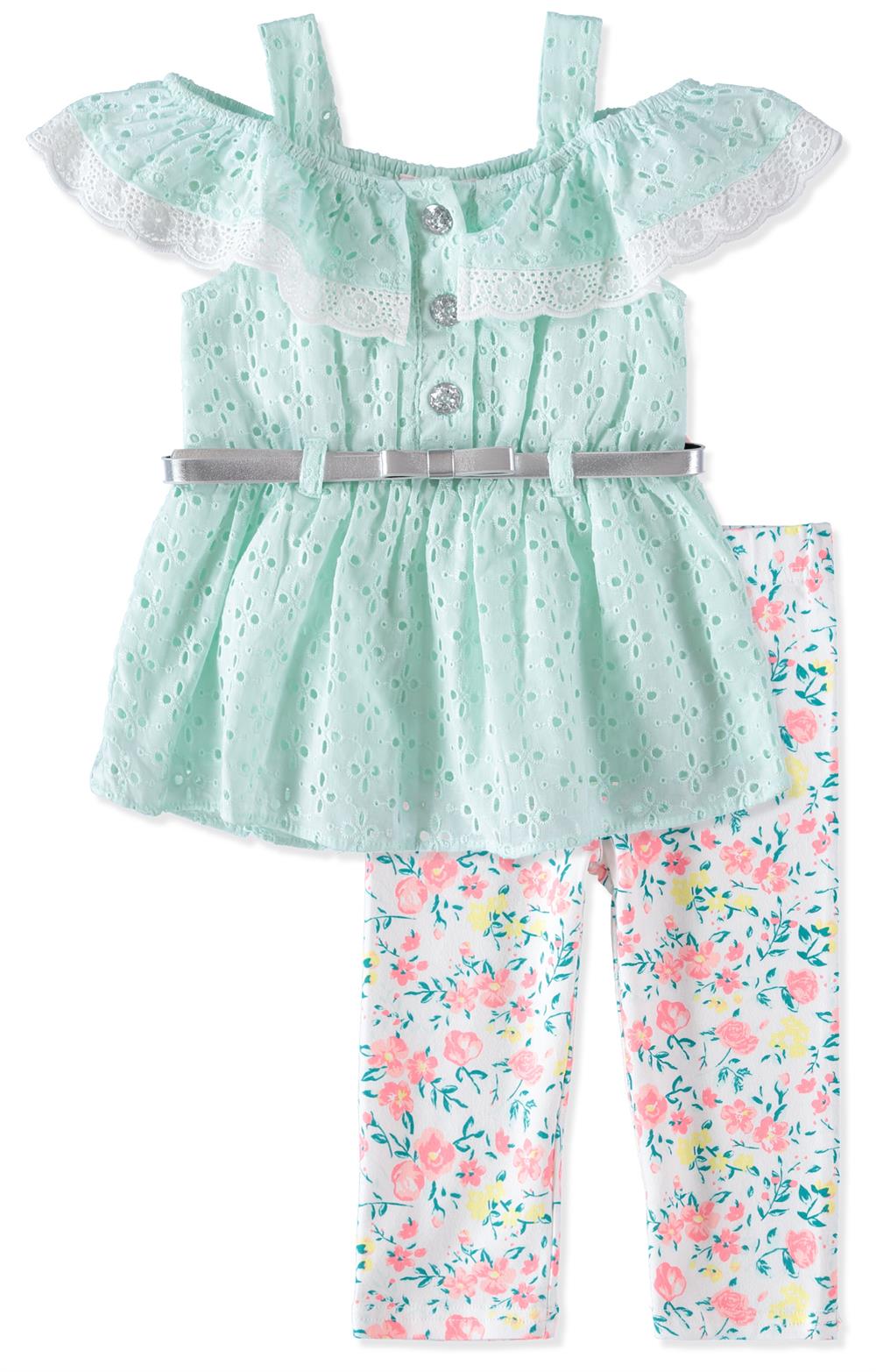 Little Lass Girls 2T-4T Floral Peplum Legging Set