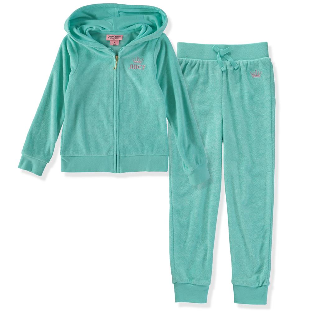 Juicy Couture Girls 4-6X 2-Piece French Terry Zip Up Hoodie Pant Set