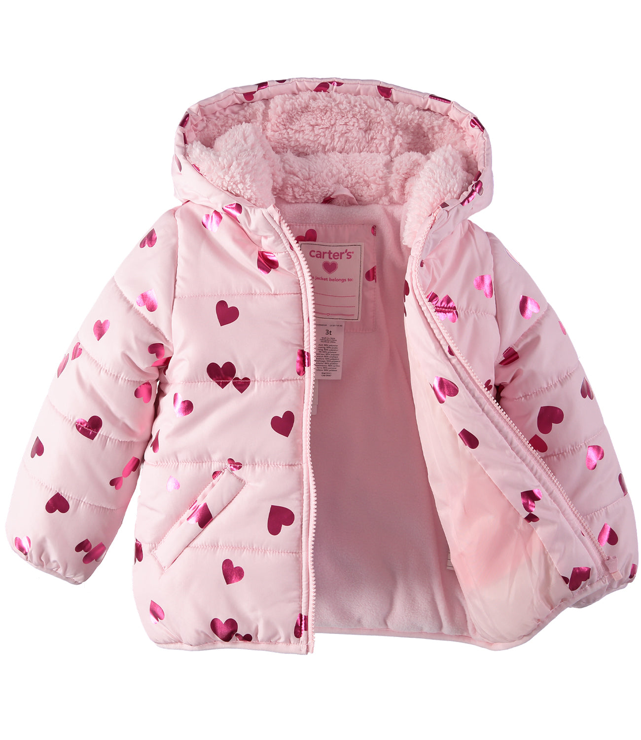 Carters Girls 12-24 Months Fleece Lined Puffer Jacket