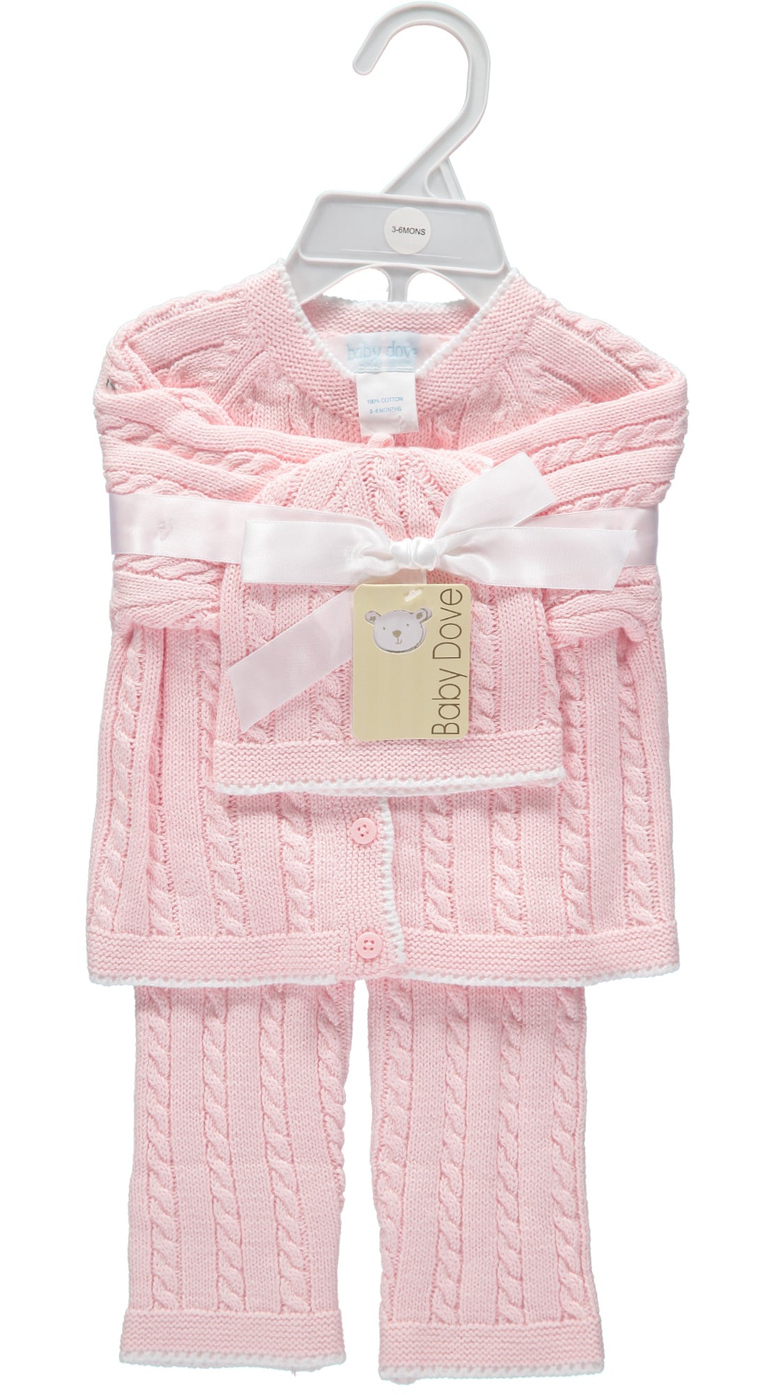 Baby Dove Cable Knit Take Me Home Set w/ Hat in Pink