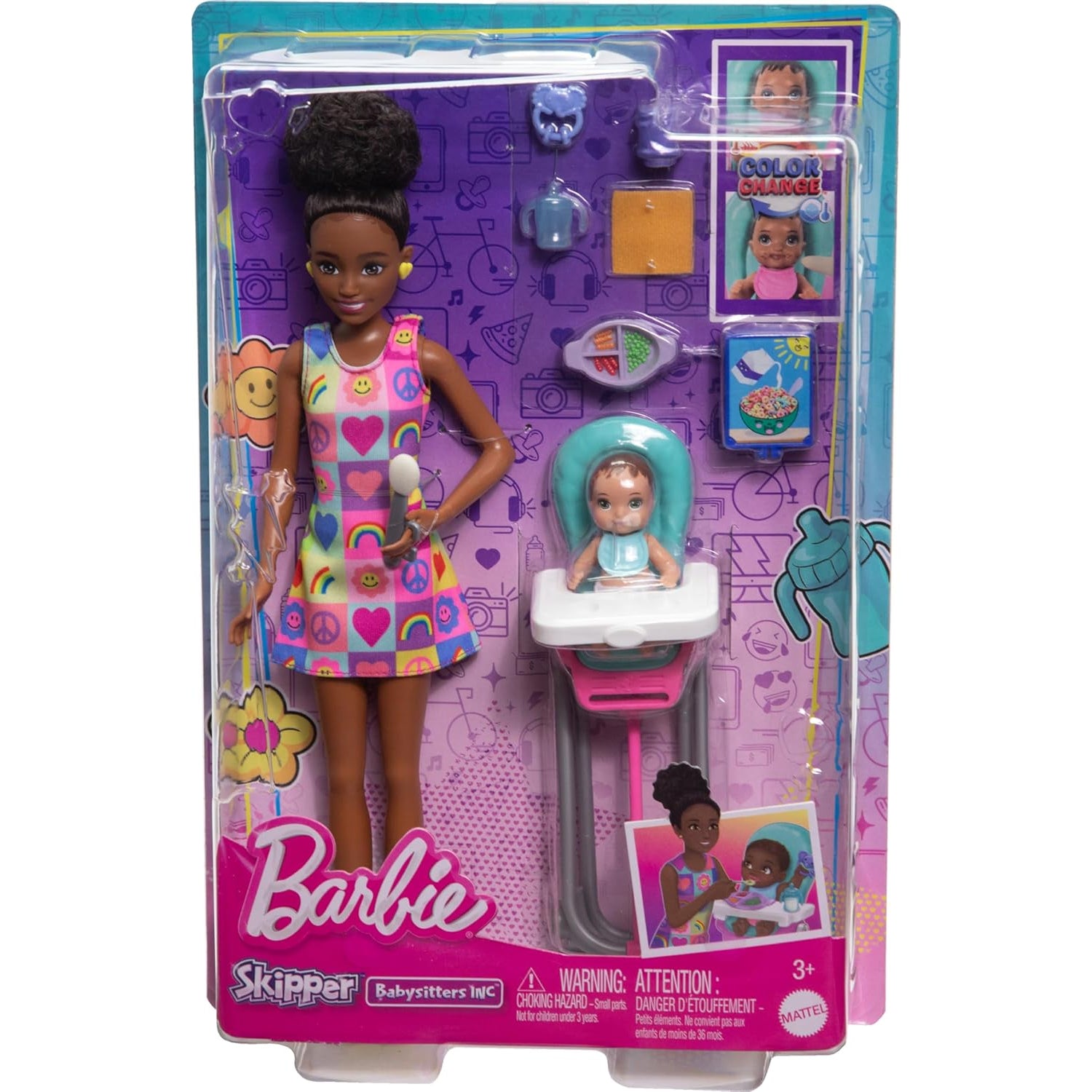 Mattel Barbie Skipper Doll & Playset with Accessories, Babysitting Set Themed to Mealtime