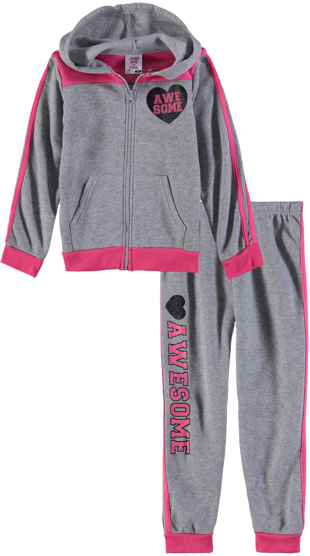 Miss Pink Girls 2T-4T Awesome Zip Jogger Set