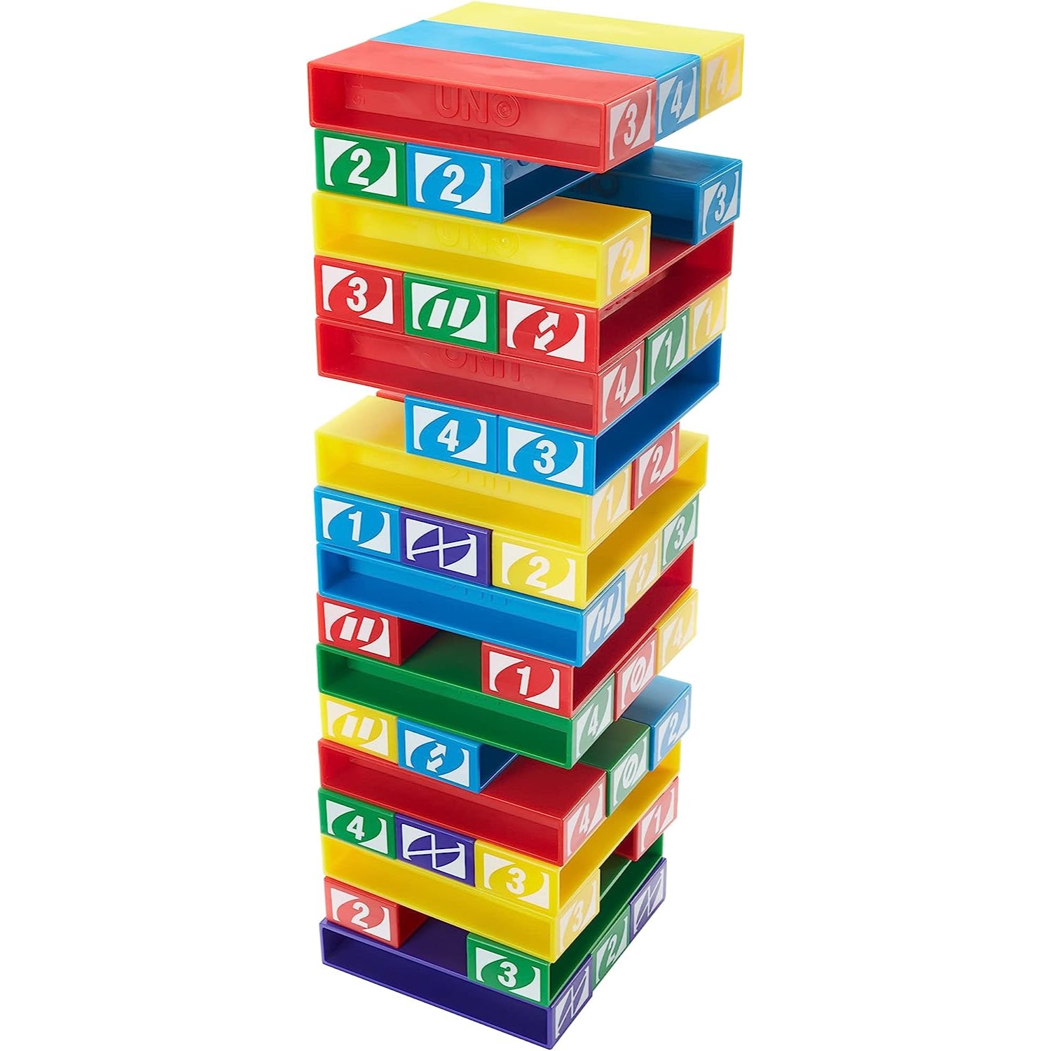 Mattel Games UNO StackoGame for Kids and Family with 45 Colored Stacking Blocks