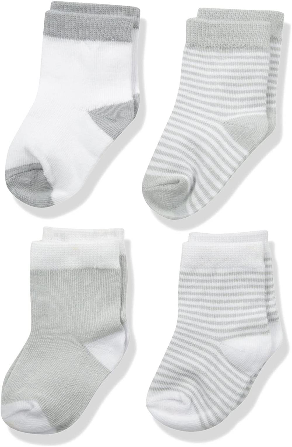 Luvable Friends Unisex Baby Socks Set, Light Gray White