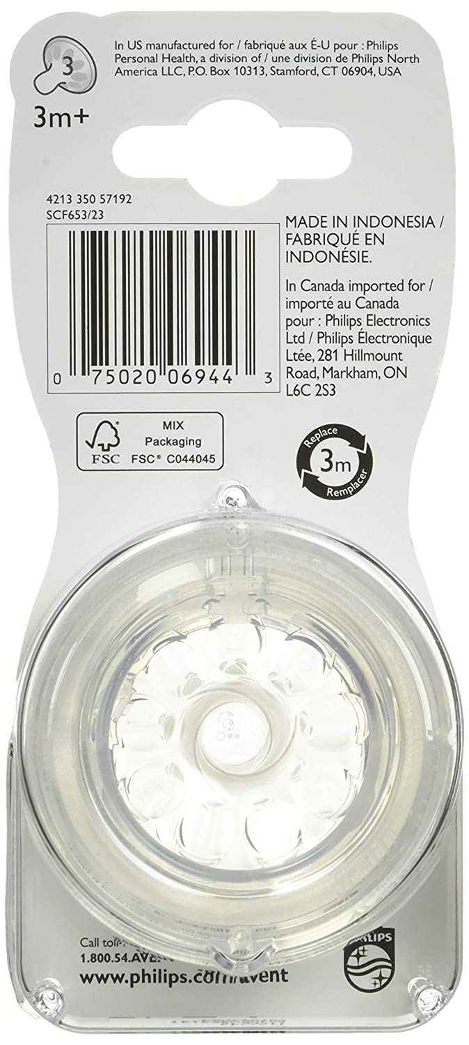 Philips Avent Natural Baby Bottle Nipple, Medium Flow Nipple 3M+, 2 Pack