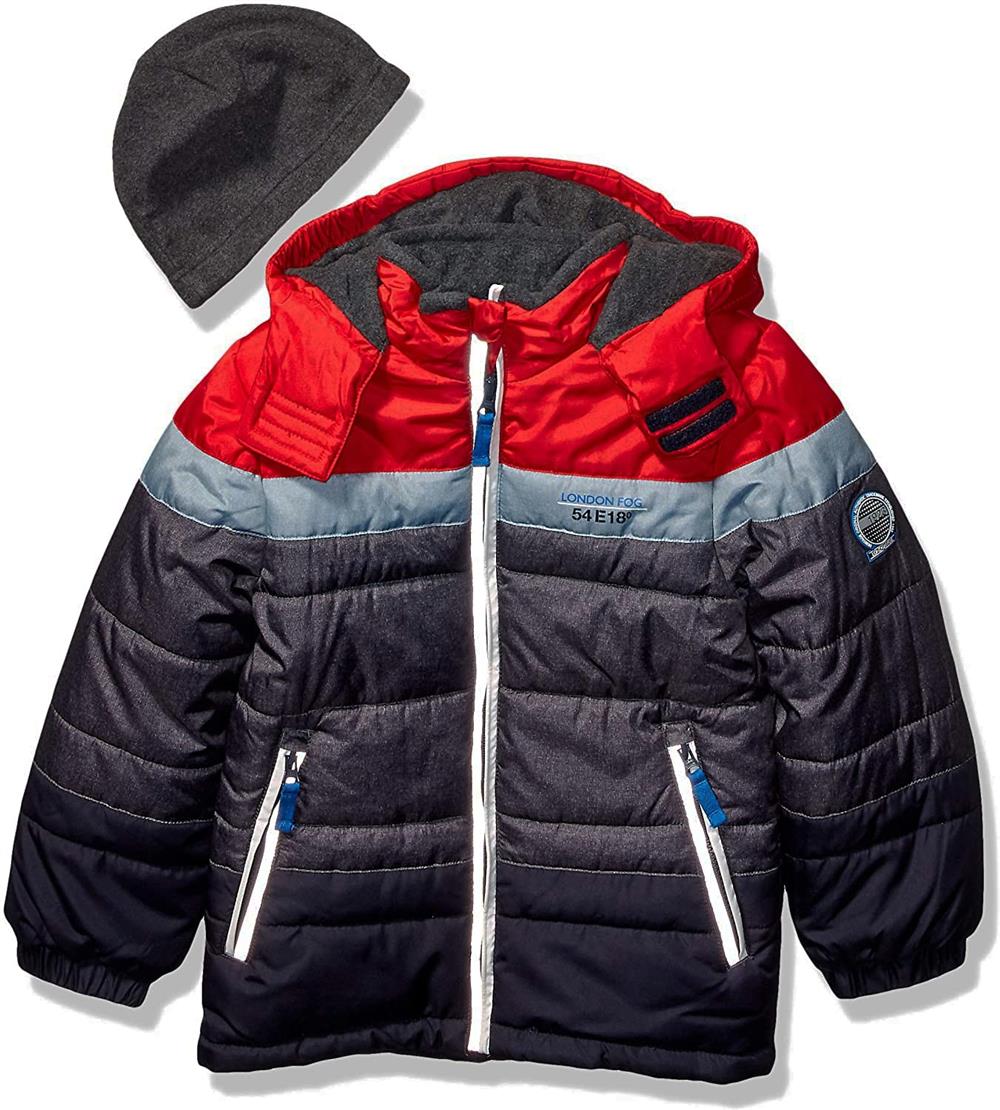 London Fog Boys Colorblock Puffer Jacket Hat