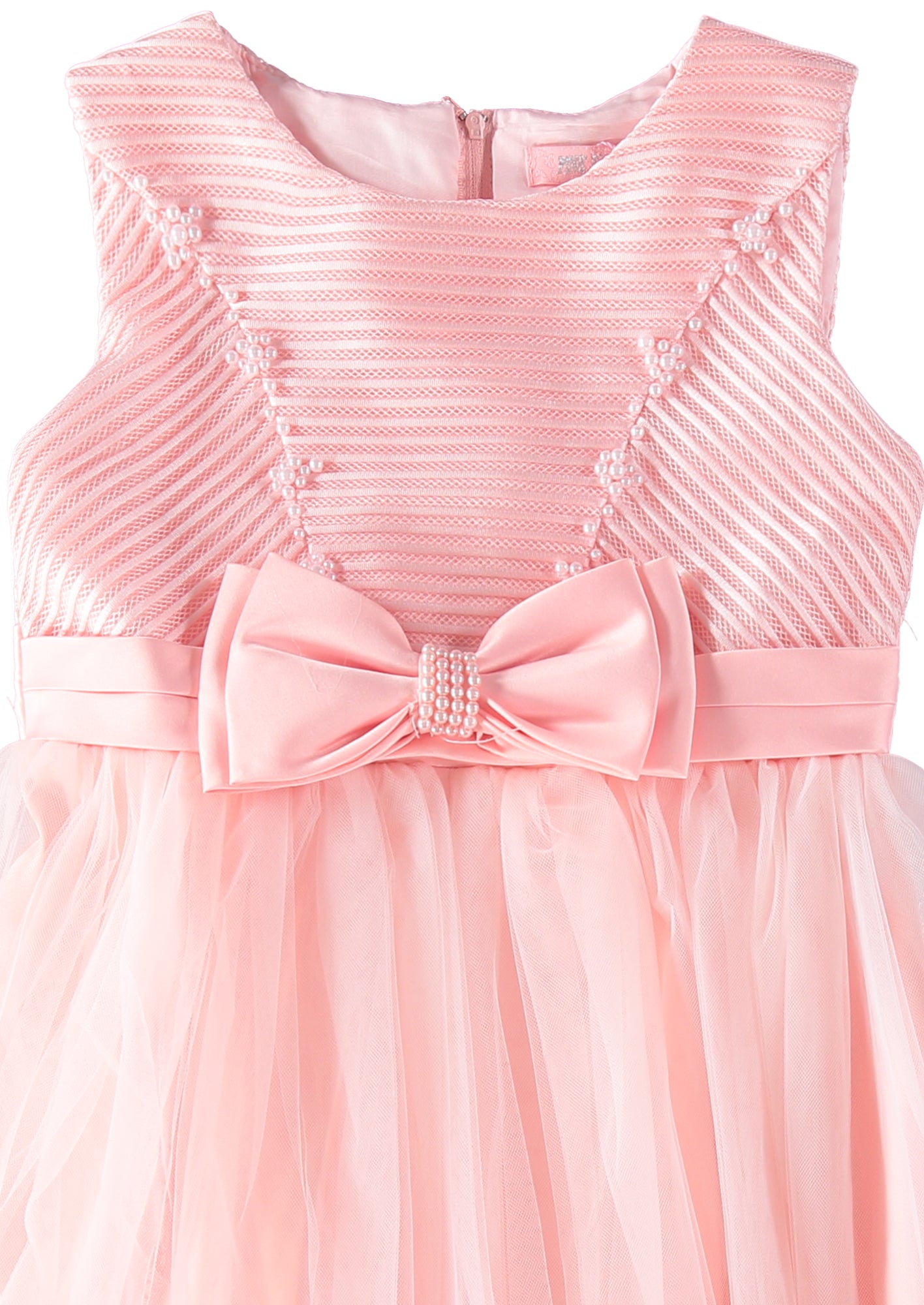 Pink Butterfly Girls 7-16 Pearl Mesh Border Dress