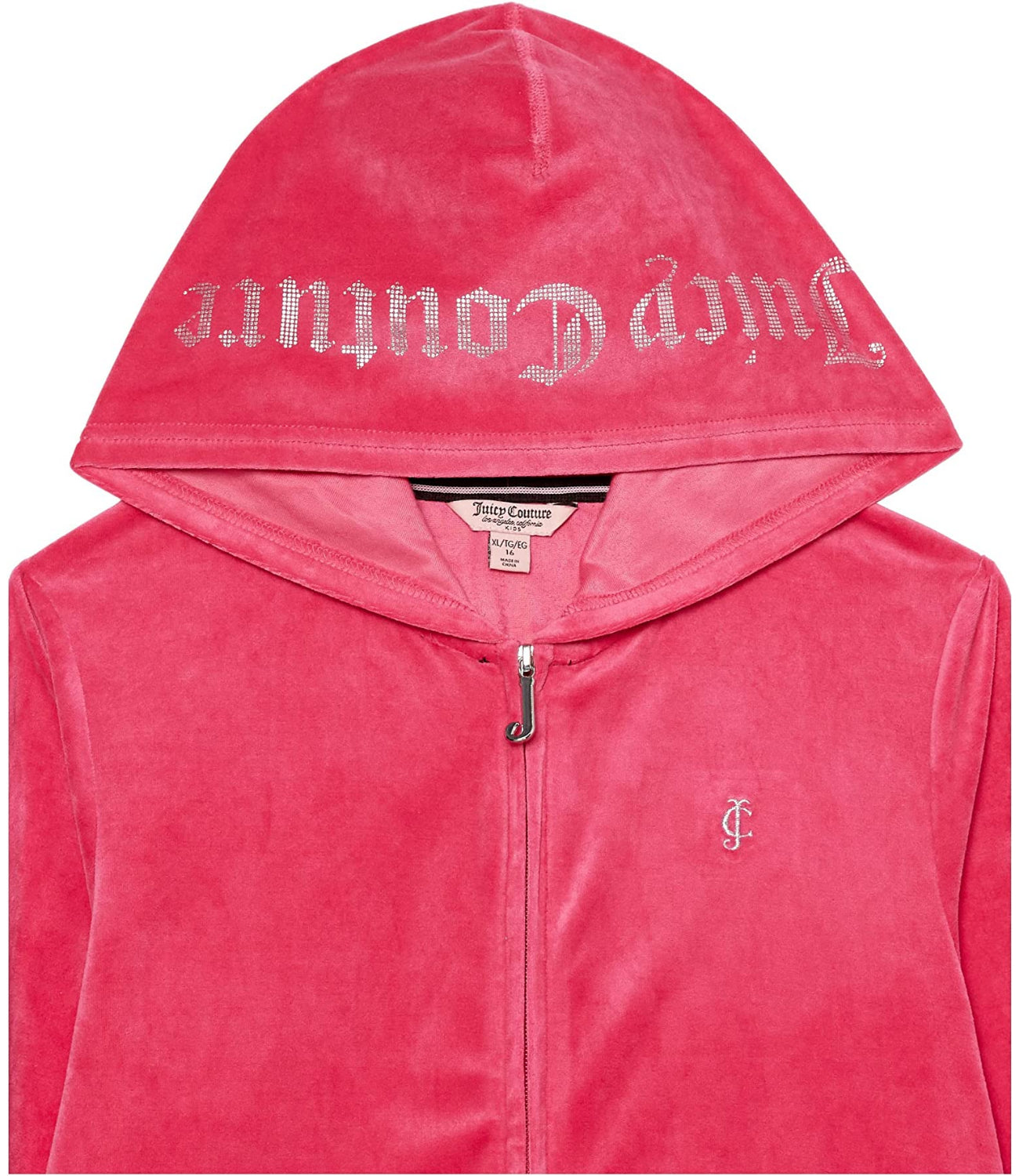 Juicy Couture Girls 7-16 Plush Velour Hoodie Sweatshirt