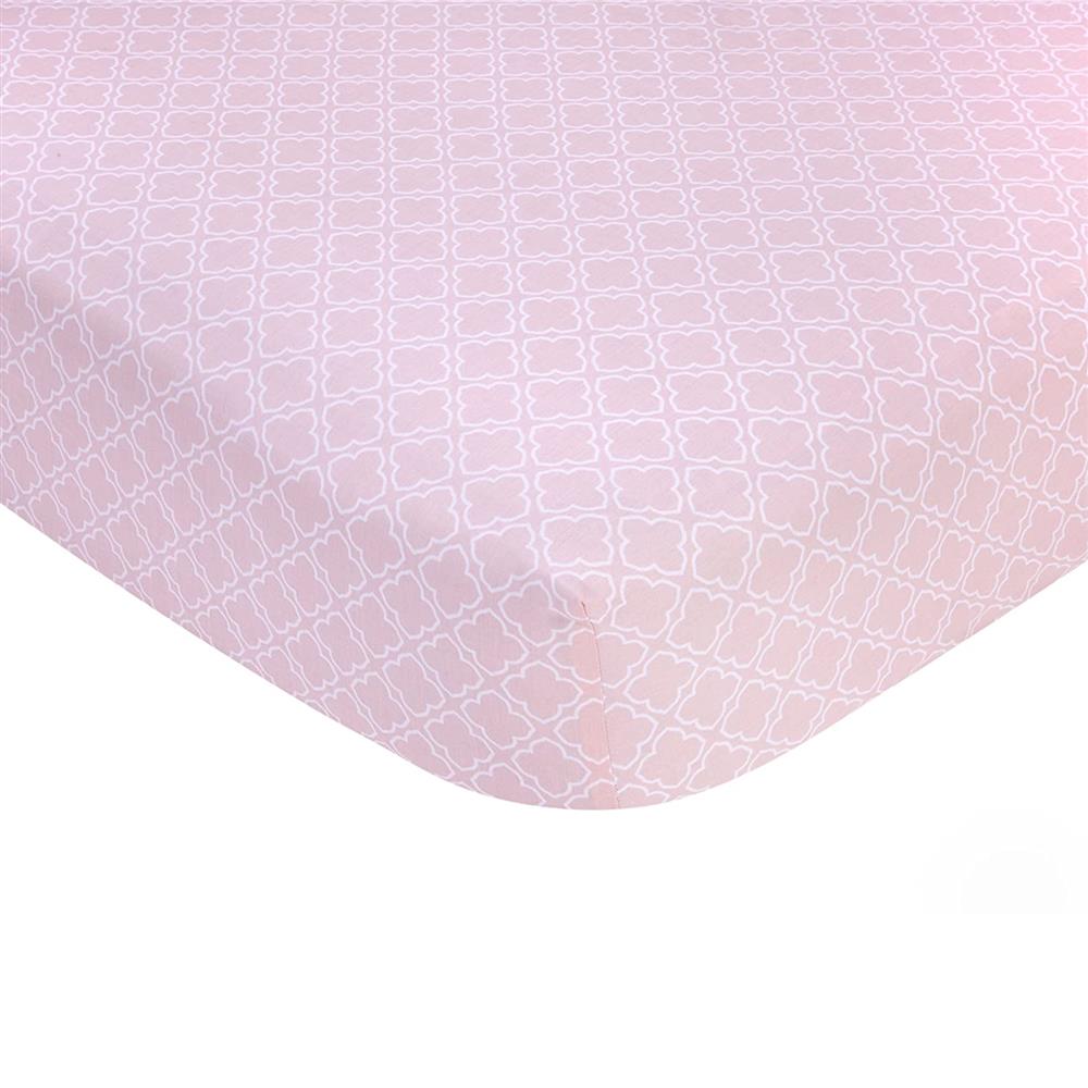 Carters Pink Trellis Print Cotton Sateen Crib Sheet