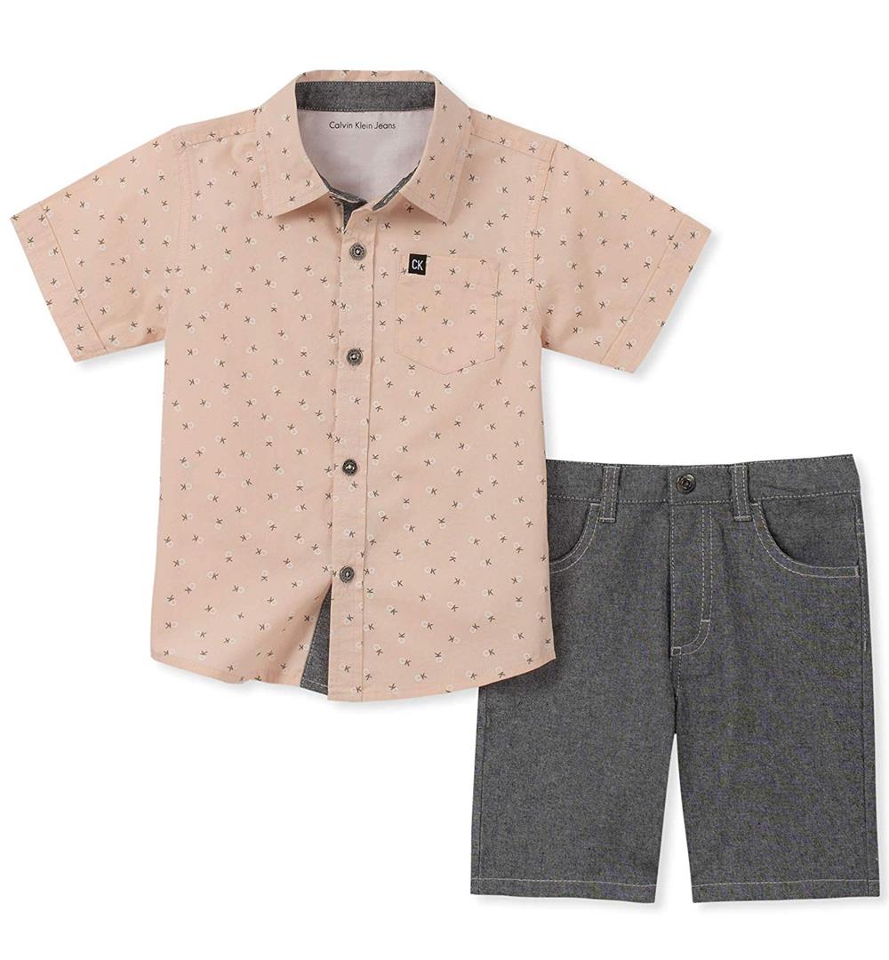 Calvin Klein Boys 12-24 Months 2 Piece Woven Short Set