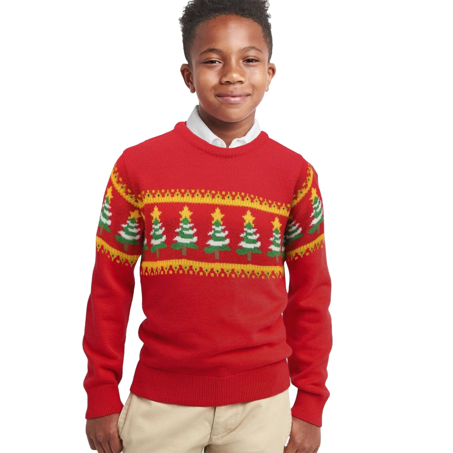 Kimu Boys 2-18 Reindeer Fairisle Sweater