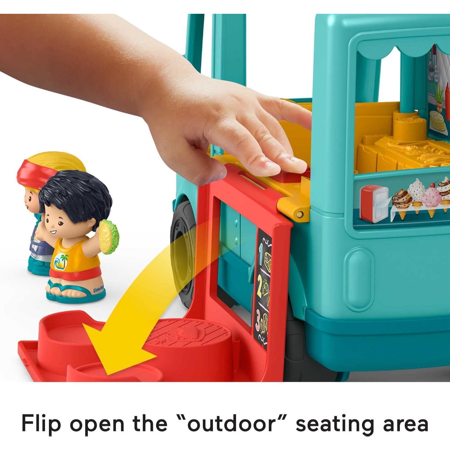 Fisher Price Little People Food Truck Toy With Music Sounds And 2 Figures, Toddler Pretend Play