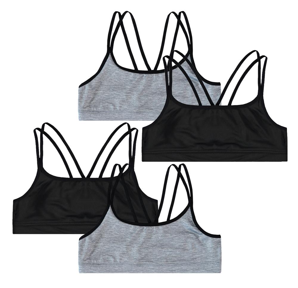 Rene Rofe Girls' Racerback Training Bra Sports Bralette (4 Pack)