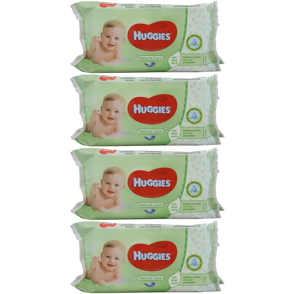 Huggies Baby Wipes Natural Care with Aloe Vera, 56 Count (Pack of 4)