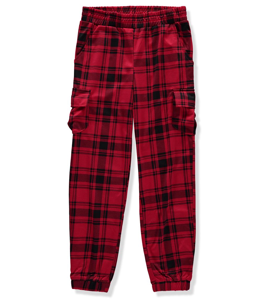 Jolie & Joy Girls 7-16 Cargo Plaid Jogger Pants