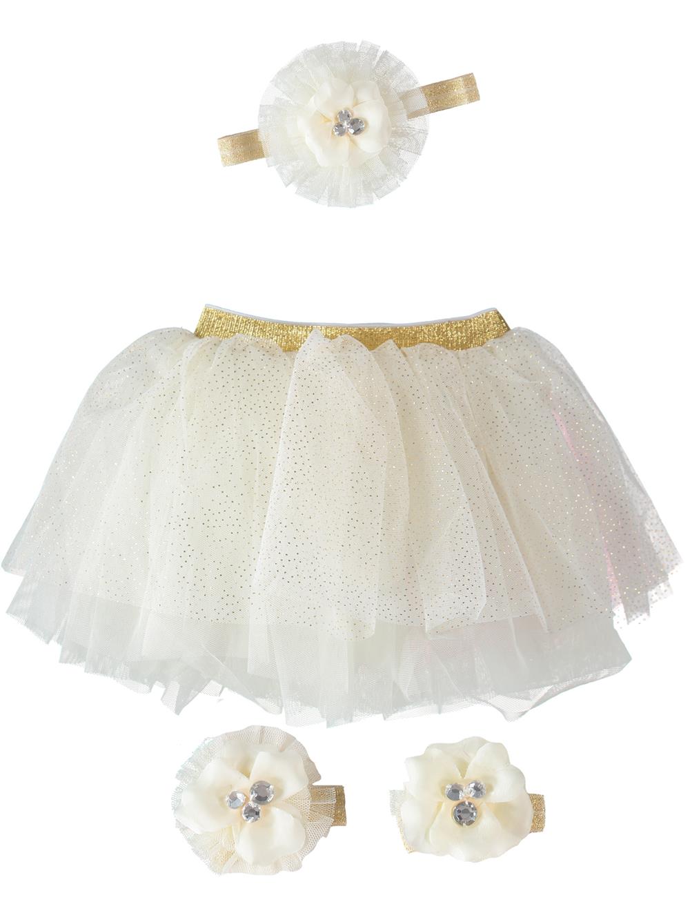 Little Cuties Girls NB Tutu, Headwrap & Footwraps Set